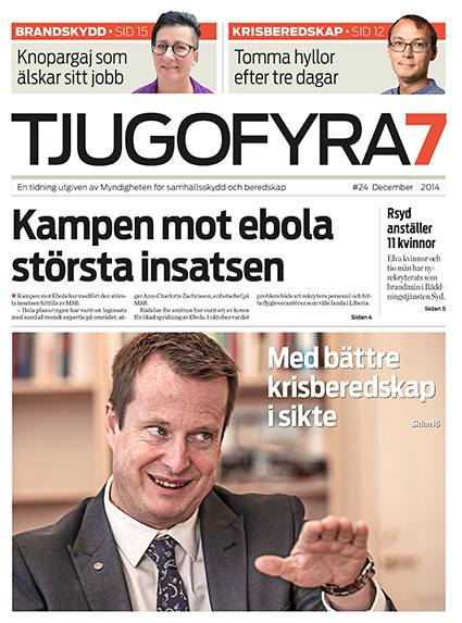 Omslag Tjugofyra7. Text: "Kampen mot ebola största insatsen".