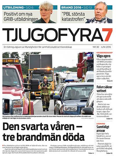 Omslag Tjugofyra7. Text: "Den svarta våren – tre brandmän döda".