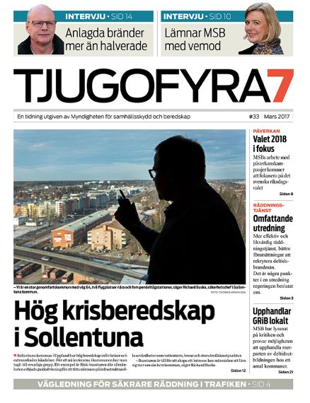 Omslag Tjugofyra7. Text: "Hög krisberedskap i Sollentuna".