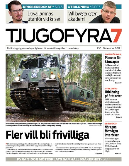 Omslag Tjugofyra7. Text: "Fler vill bli frivilliga".