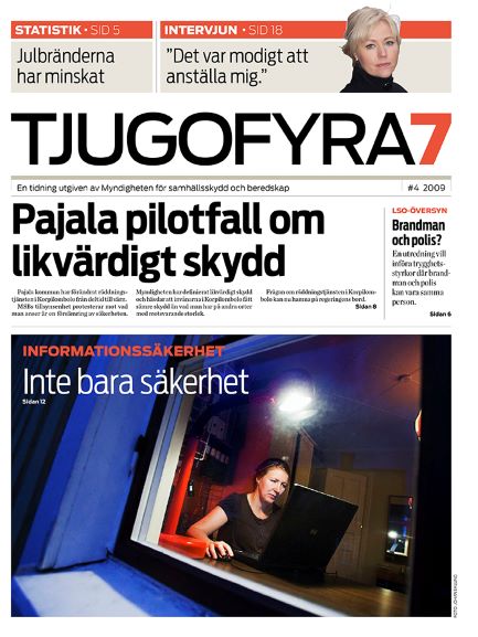 Omslag Tjugofyra7. Text: "Pajala pilotfall om likvärdigt skydd".