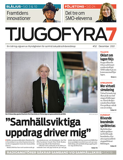 Omslag Tjugofyra7. Text "Samhällsviktiga uppdrag driver mig". 