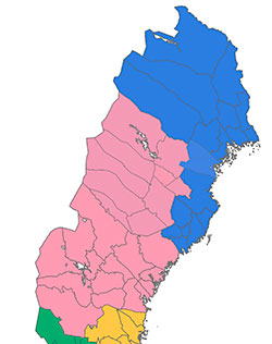 karta över två stora regioner i norr